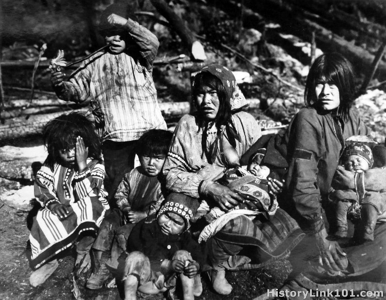 Native Women and children on the Kotsina. Alaska