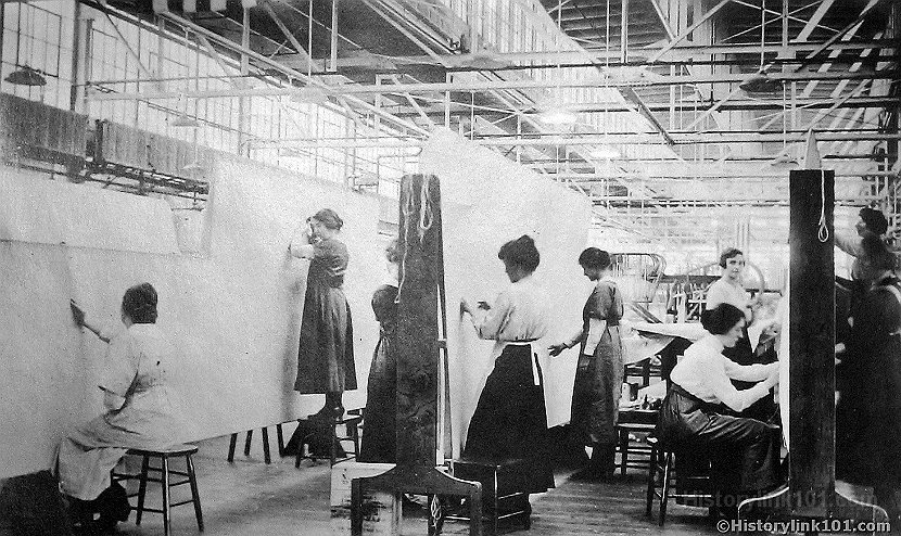 Wing Manufacture showing women at work