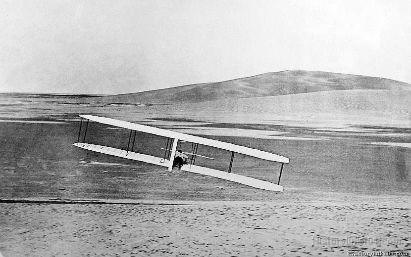 Making turn with Wright Glider at Kitty Hawk 1902
