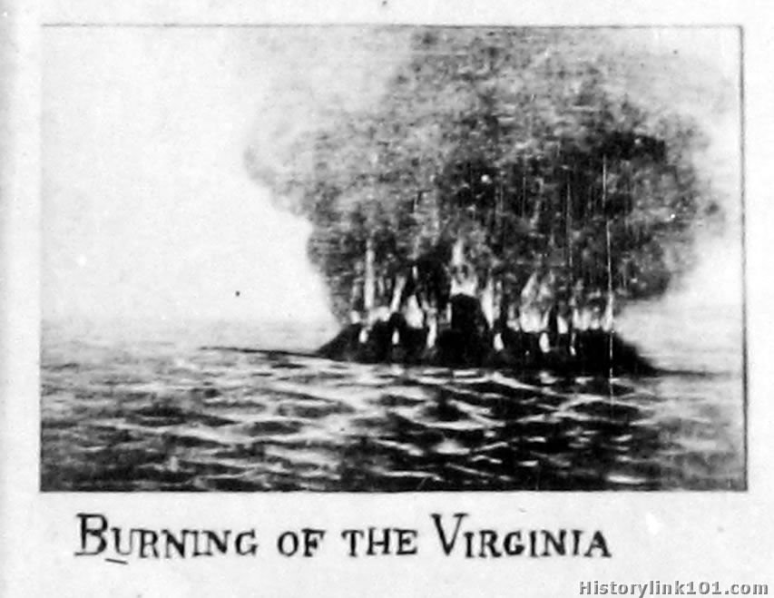 burning of the merrimac - virigina