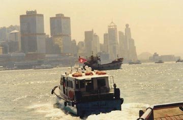 boats in harbor of hong kong