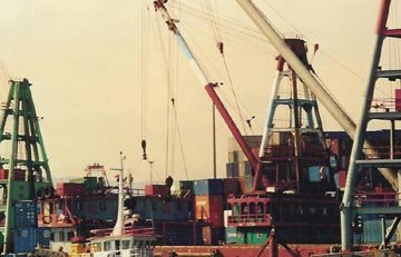 freight ships in harbor