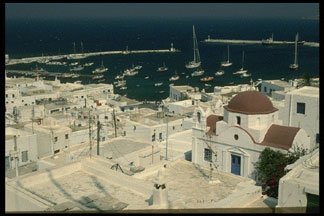 image of greek harbor