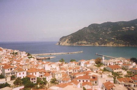 skopelos overlooking harbor