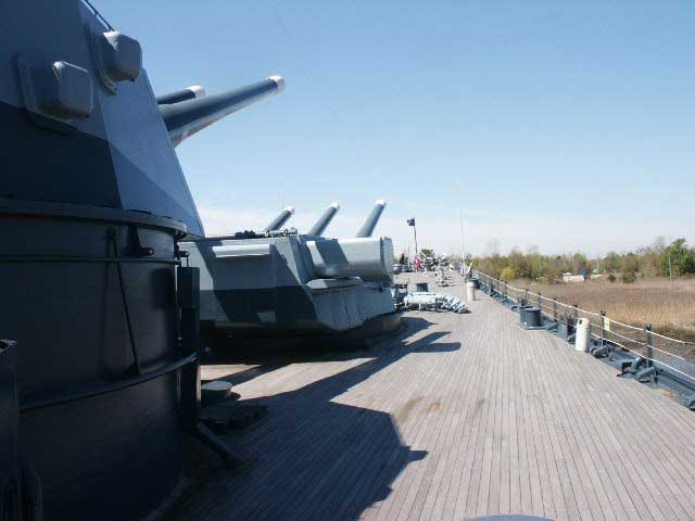 Royalty Free Picture of Battleship North Carolina's  16 inch Turrets from Starboard Side
