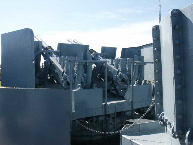 Royalty Free Picture of Battleship North Carolina's  40mm Quad Machine Guns