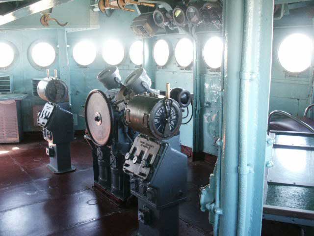 Royalty Free Picture of Battleship North Carolina's  Bridge