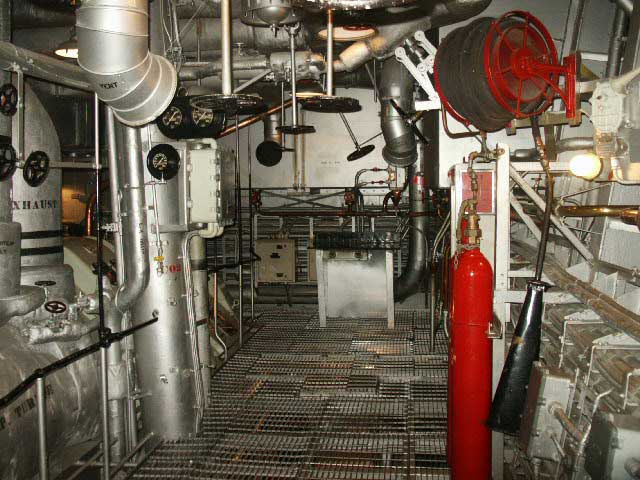 Royalty Free Picture of Battleship North Carolina's  Engine Room
