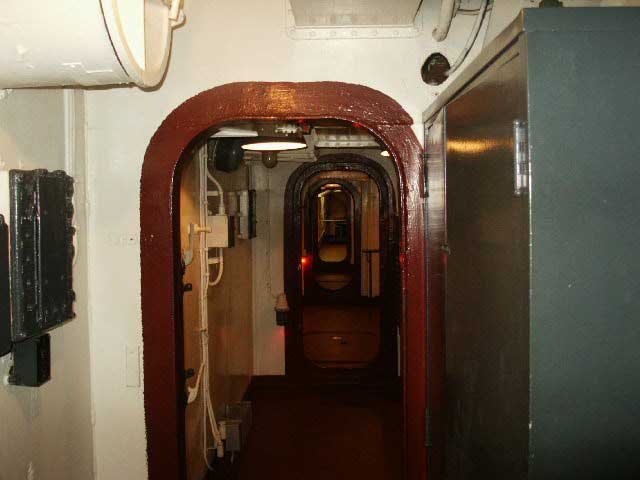 Royalty Free Picture of Battleship North Carolina's  Interior Hallway