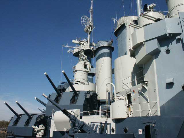 Royalty Free Picture of Battleship North Carolina's Guns Port Side 
